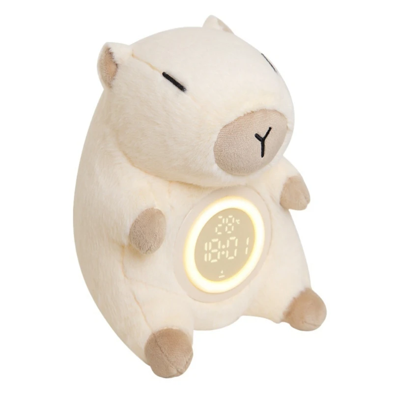 Capybaras Alarm Clock Night Lamp, USB Rechargeable Polyester Animal Light, Touch Operated with Adjustable Light and Timers