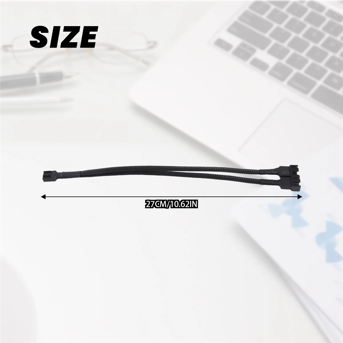 New 1 to 2 Way Braided Cable Y Splitter 3/4 Pin PWM Male Connector Fan Computer PC Fan Extension Adapter Cable