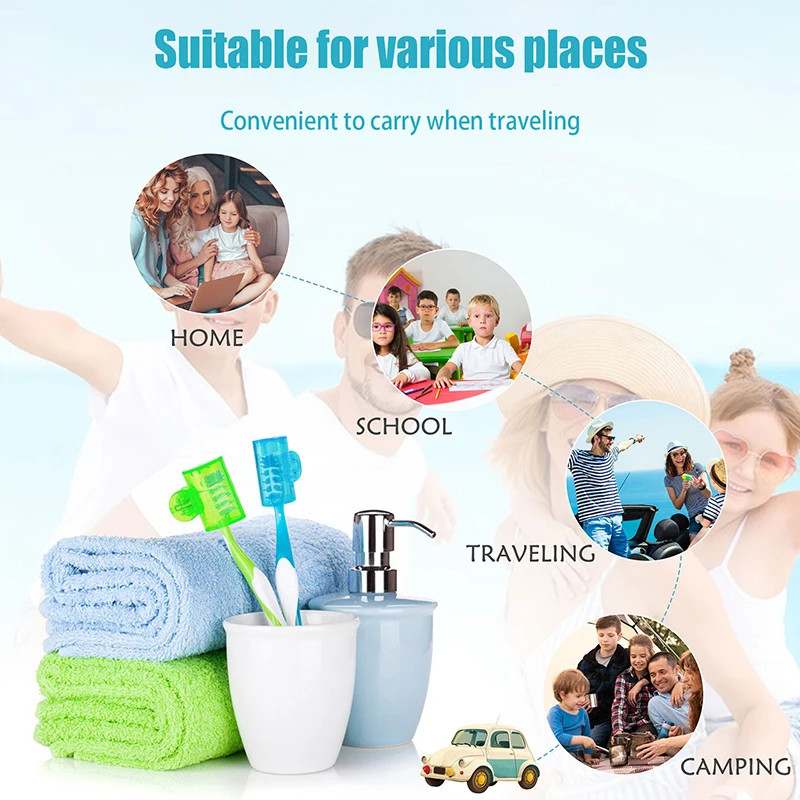 4PCS Portable Toothbrush Head Cover Clips Plastic Dustproof Head Protector Cap Travel Hiking Camping Bathroom Accessories