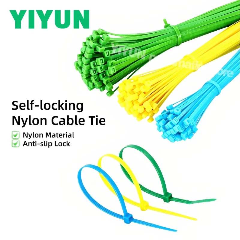 250-500pcs Self-locking Plastic Nylon Cable Tie Zip Ties for Wire Management Multi Color 3x100mm 3x150mm 4x200mm 4x300mm 5x150mm