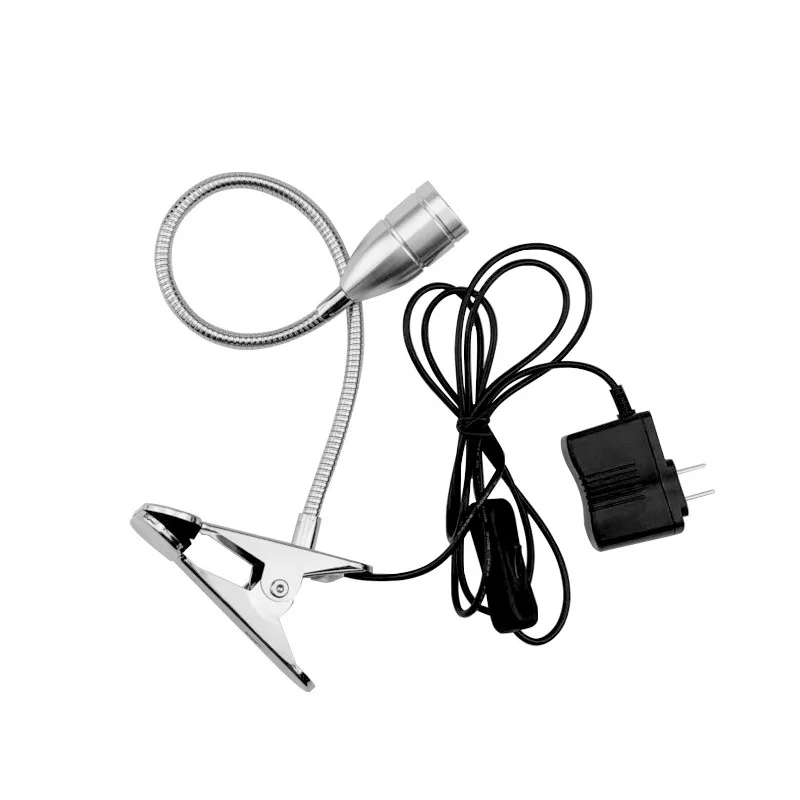 EU US Plug 360 Degree Flexible Desk Lamp Holder E27 Light Base Socket Gooseneck Clip-on Cable with Power On Switch for Home