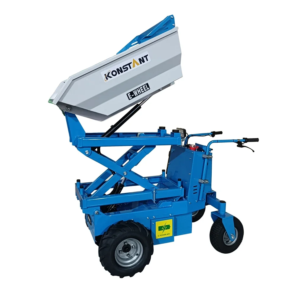 KONSTANT Electric Four-Wheel Mini Dumper Battery Powered Wheel Barrow with Engine for Concrete Work Factory Price