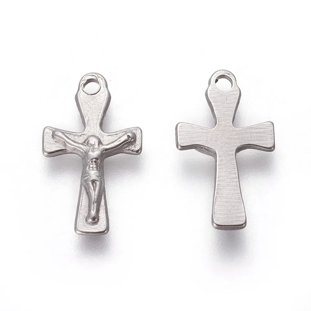 

10pcs 304 Stainless Steel Crucifix Cross Pendants For Easter Fashion jewelry making DIY bracelet necklace,16.5x9.5x1.8~1.9mm