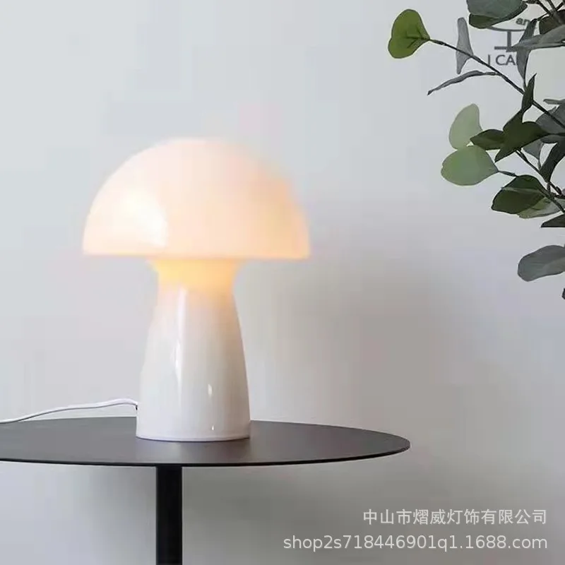 

Noridc Led Table Lamp Vintage Glass Mushroom Table Lmaps For Living Room Bedroom Home Study Desk Decor Light Night Bedside Lamp