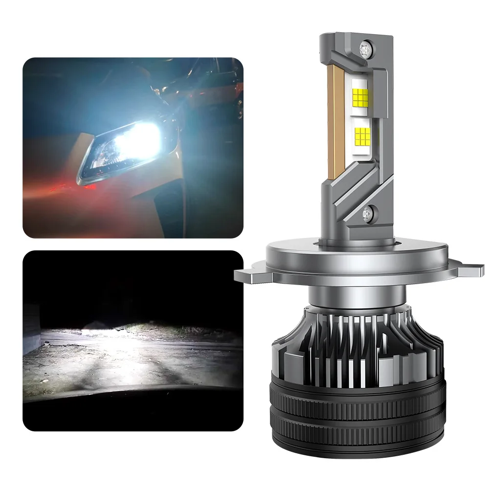 Car headlights high power three copper tube cooling ultra quiet fan h7 led H4  far and near integrated car headlights