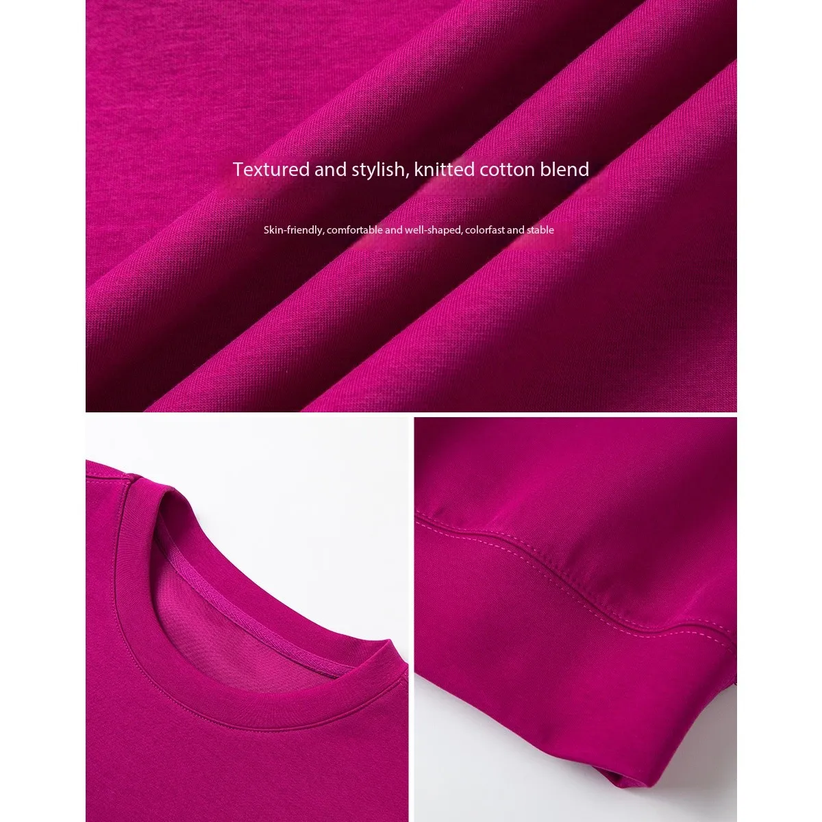VIMLY Woman Sweatshirts Red Embroider Round Neck Long Sleeve Ladies Tops Autumn 2025 New Knitted Loose Sweatshirts Female A2211