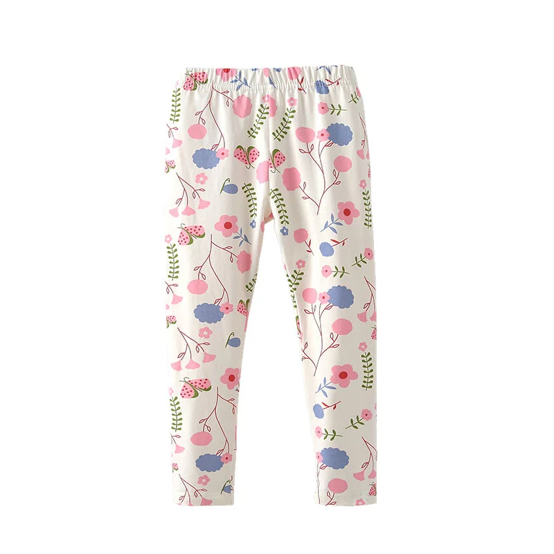 

3-8T Autumn Spring Girls Leggings Pants Flowers Printed Girls Clothing Full Length Pants Fashion Baby Skinny Pencil Pants