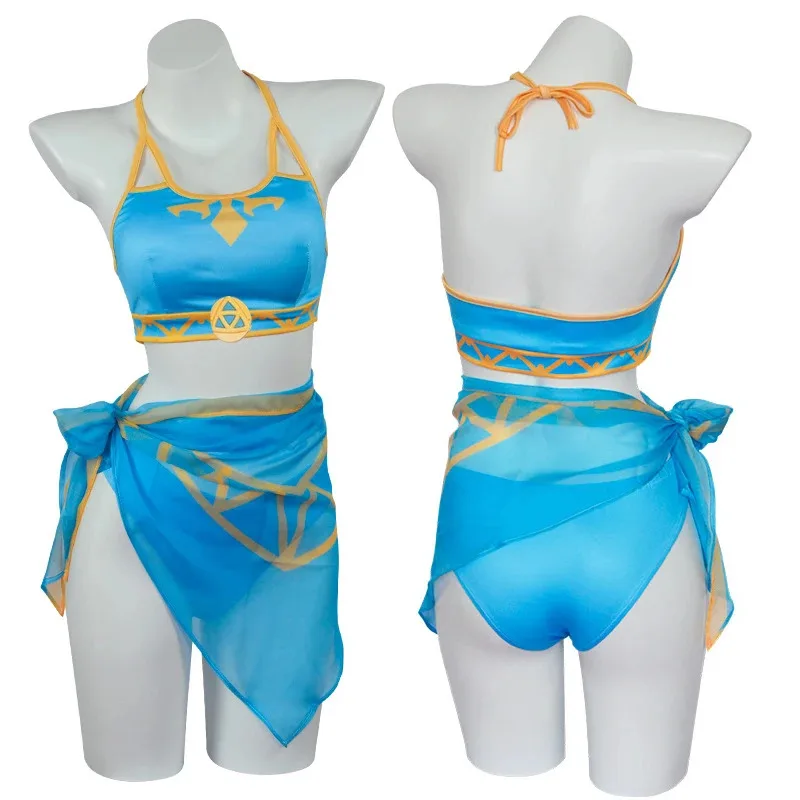 Halloween Outfit The Legend Tears of the Kingdom Cosplay Princess Zelda Swimsuit Summer Women Bikini Sexy Swimwear Costume