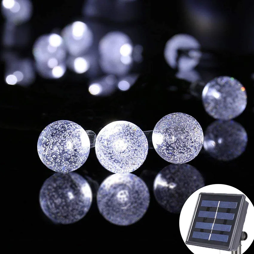 Luzes solares ao ar livre com bola de bolha LED, luzes decorativas coloridas para jardim