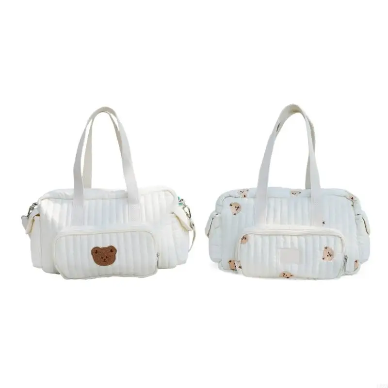 

Spacious Cotton Diaper Bag for Travel Detachable Strollers Straps Multipurpose L8RB