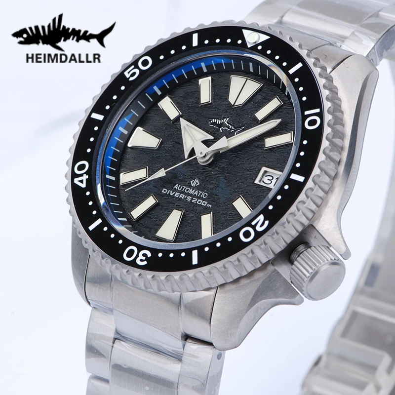 HEIMDALLR Sharkey SKX007 Titanium Watch Men Sapphire 200M Waterproof C3 Luminous Clock NH35 Automatic Mechanical Diver Watches