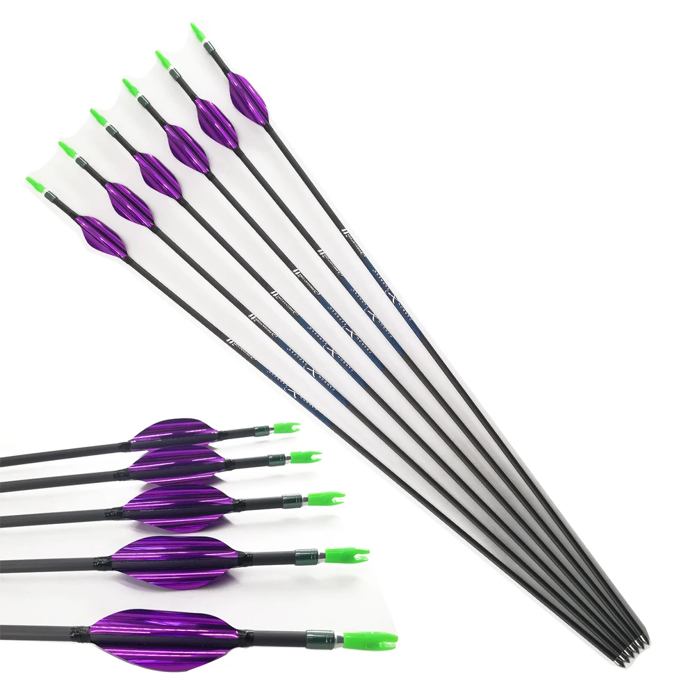 

Carbon Arrows for Compound Bow Shooting, Spine 400, 500, 600, 700, 800, 900, 1000, ID4.2mm, Spin Vanes Pin, Nock 100 Grain Poi