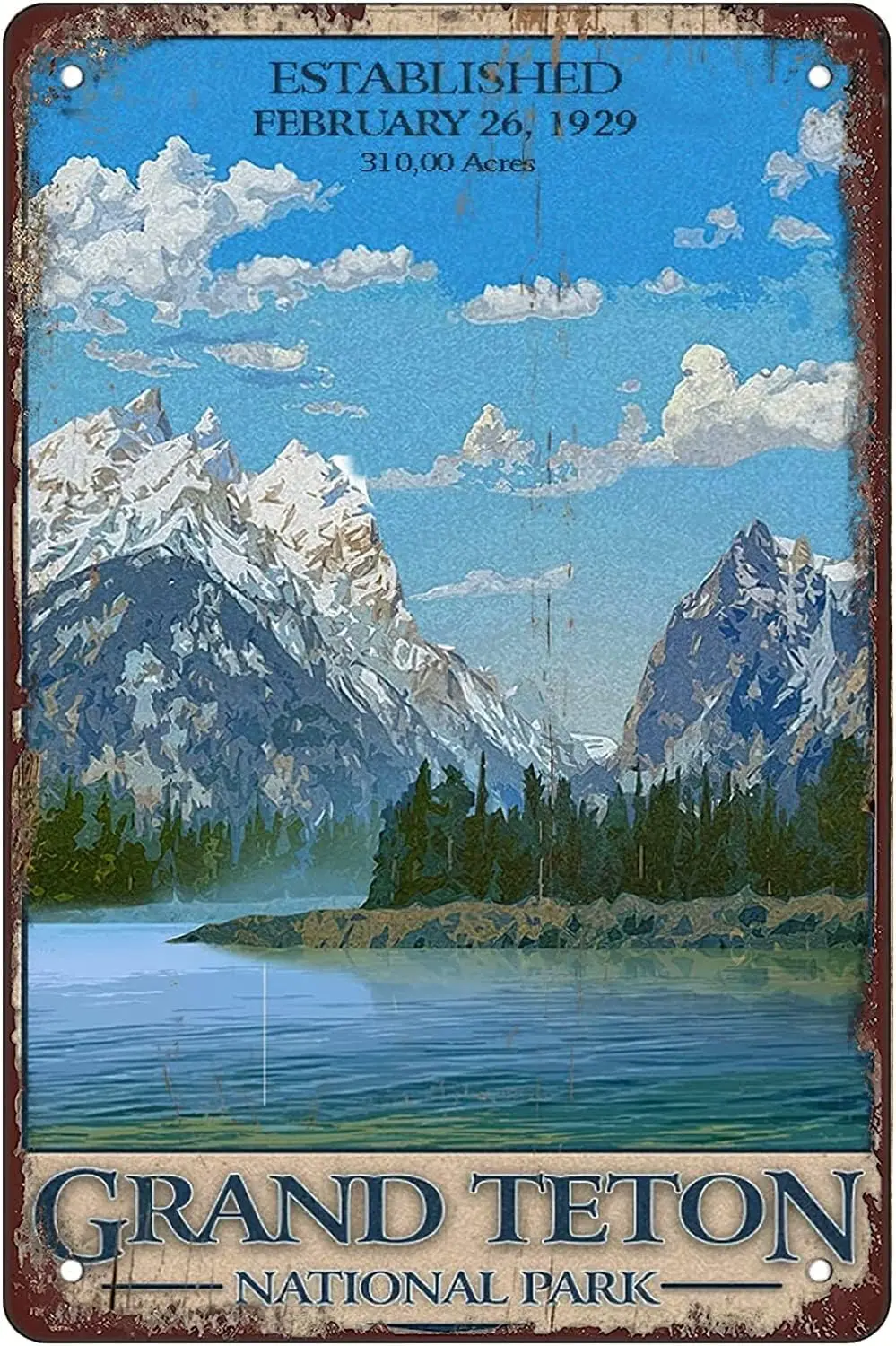 1p,Retro Funny Metal Tin Sign,Grand Teton National Park ,for Men Women Wall Art Decor for Home Bars Clubs Cafes