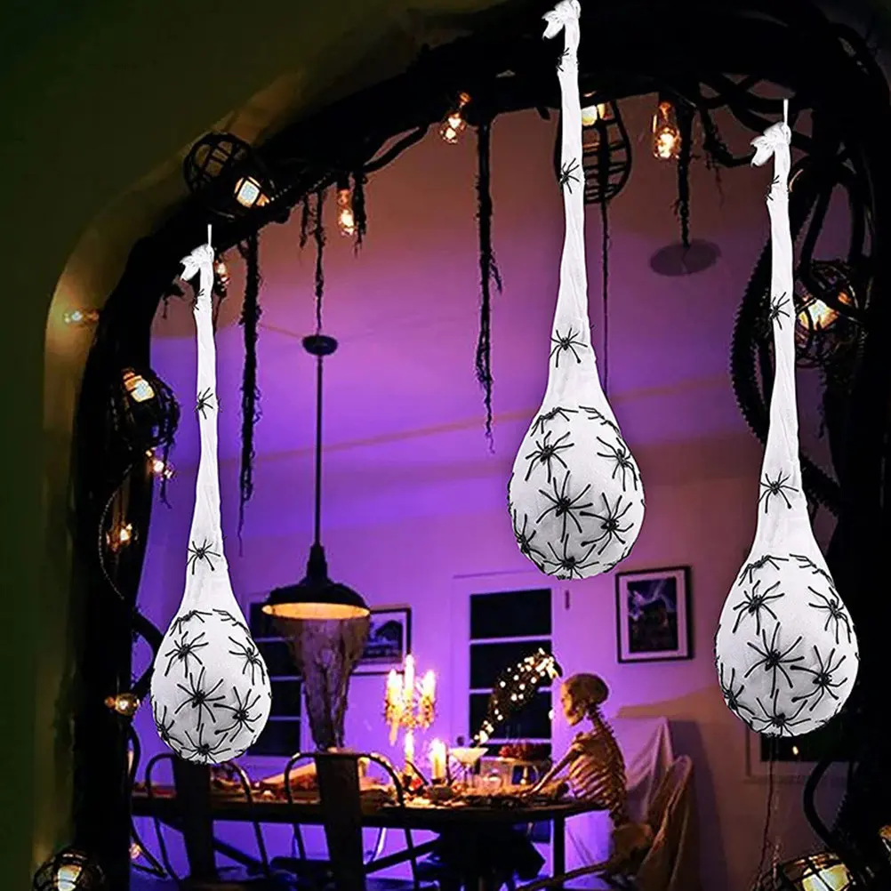 

Набор из 3 светящихся декоративных паучьих яиц для Хэллоуина, подвесные украшения с детальным дизайном, товары для вечеринок, создание атмосферы Хэллоуина, паучьи яйца