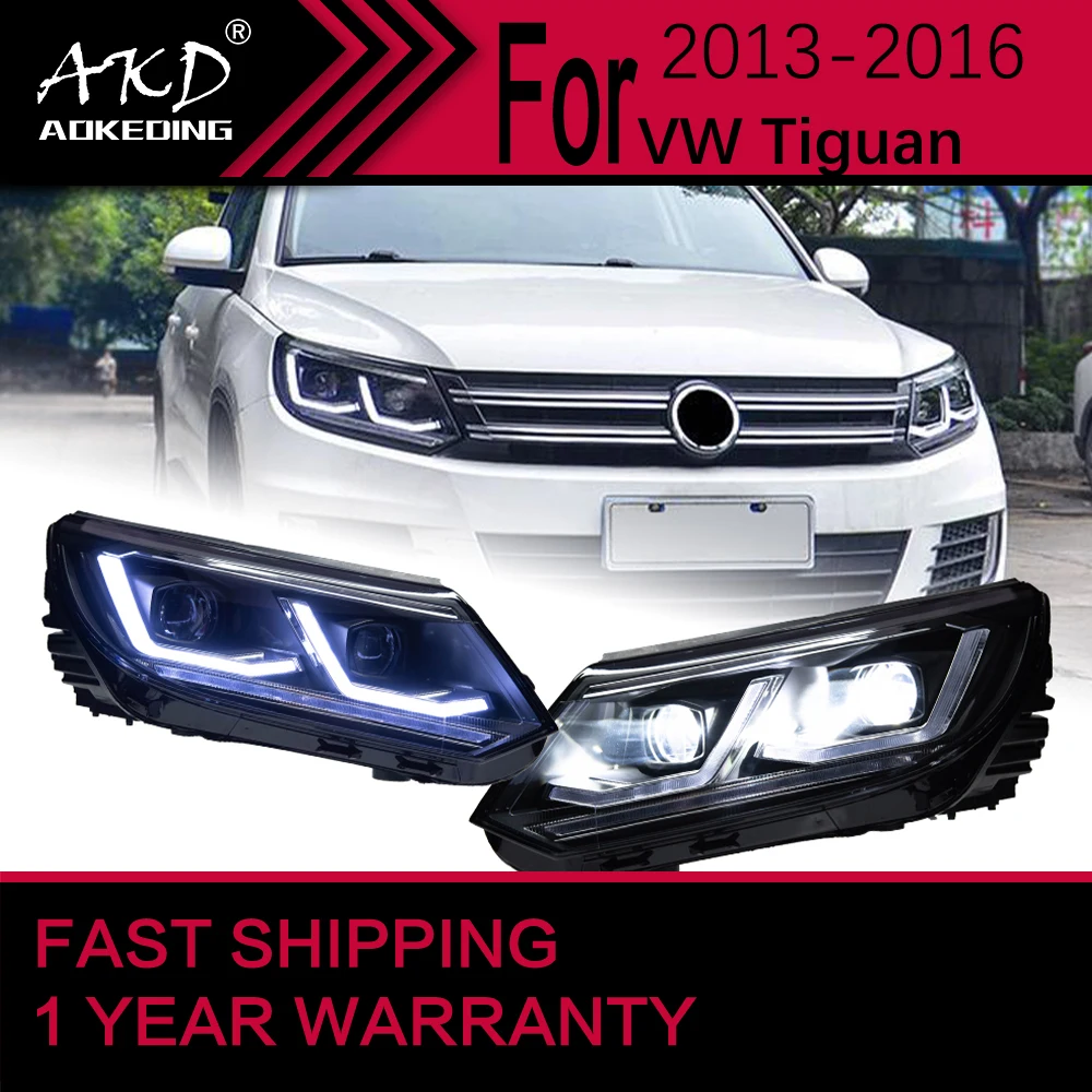 

Автомобильные фары для VW Tiguan, светодиодные фары 2013-2016, фары Tiguan Drl, линзы проектора, автомобильные