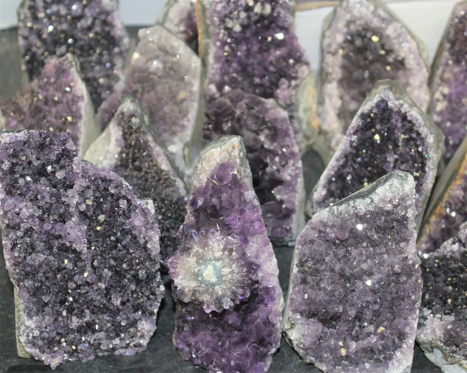 Natural Quartz Cluster Clearance Amethyst Cut Base Crystal Geodes Specimens