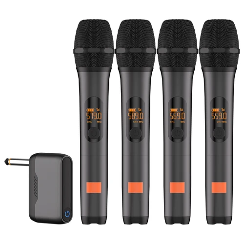 Micrófono inalámbrico M23-4 UHF, sistema de Karaoke de 4 canales con receptor recargable, micrófono de mano inalámbrico para altavoz de fiesta de Iglesia