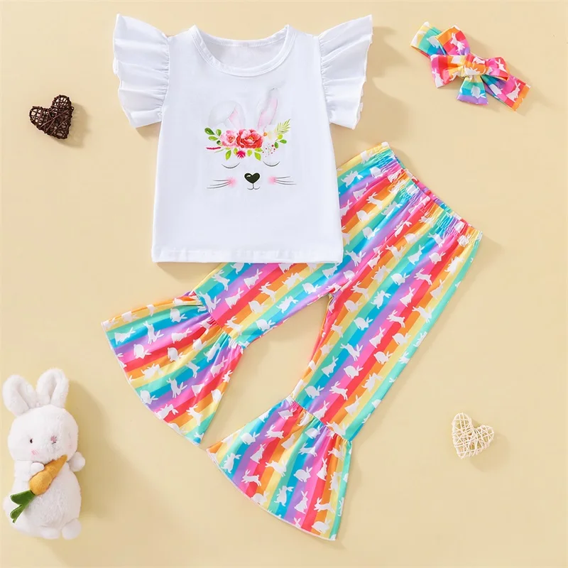 

Adorable Baby Boy Easter Outfit Cute Chick Print Short Sleeve Shirt Striped Pants Matching Hat Set for Spring