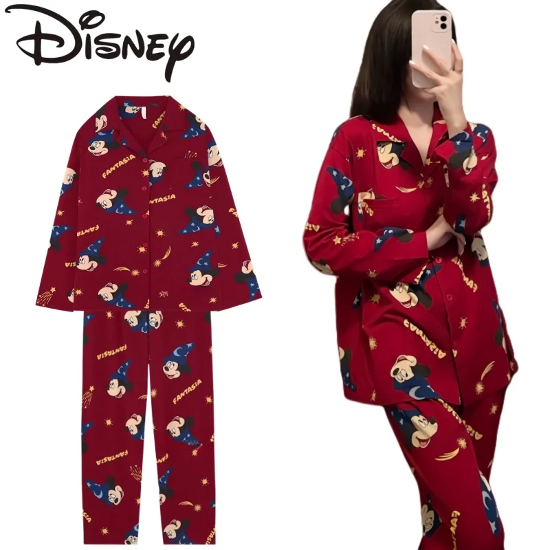 

New Disney Comfortable Loungewear Cartoon Mickey Cotton Pajamas Casual and Comfortable Breathable Couples Girls' Holiday Gifts