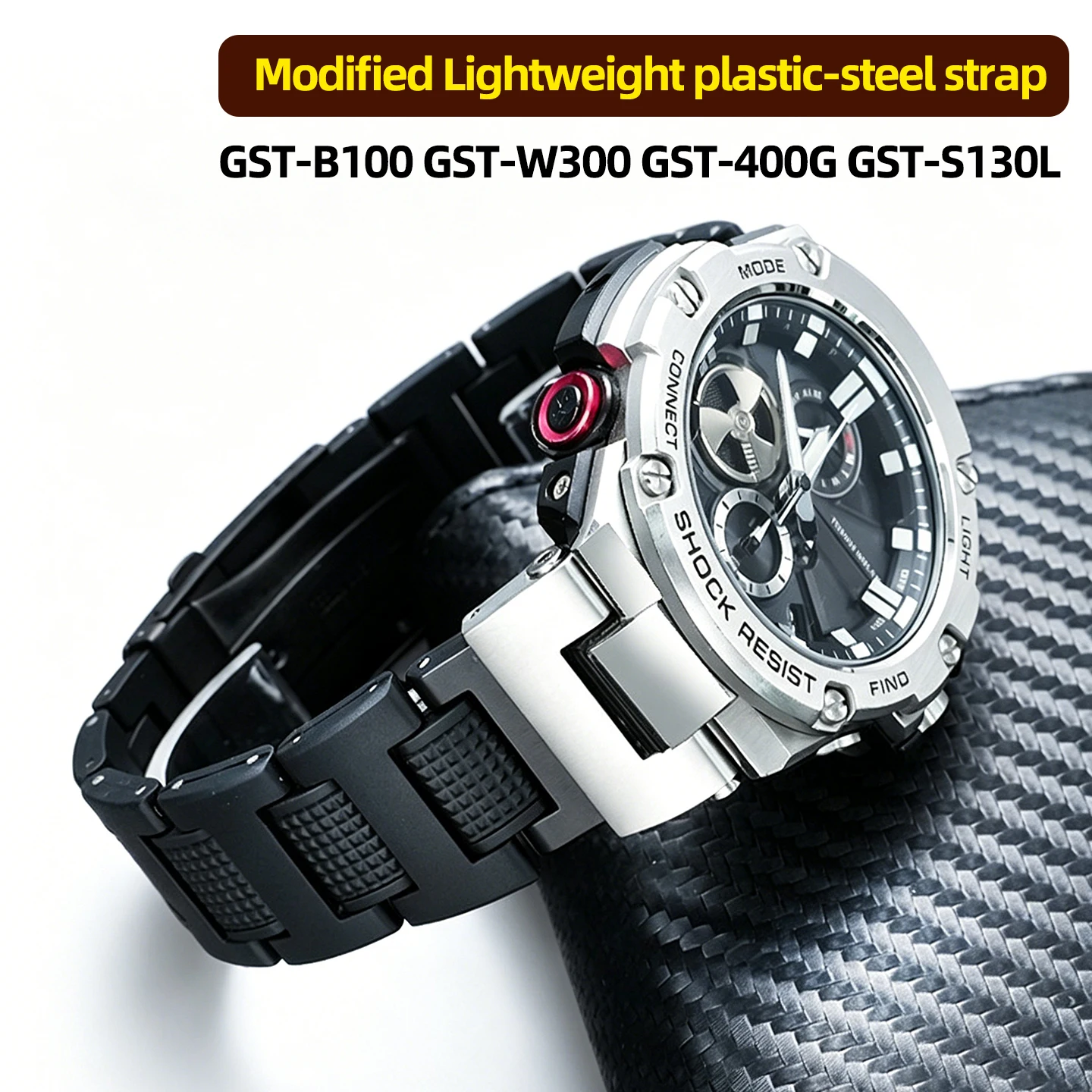 

Легкий пластиково-стальной ремешок 26 мм для Casio G-SHOCK серии GST GST-B100 GST-W300 GST-400G GST-S130L, мужской модифицированный ремешок для часов.