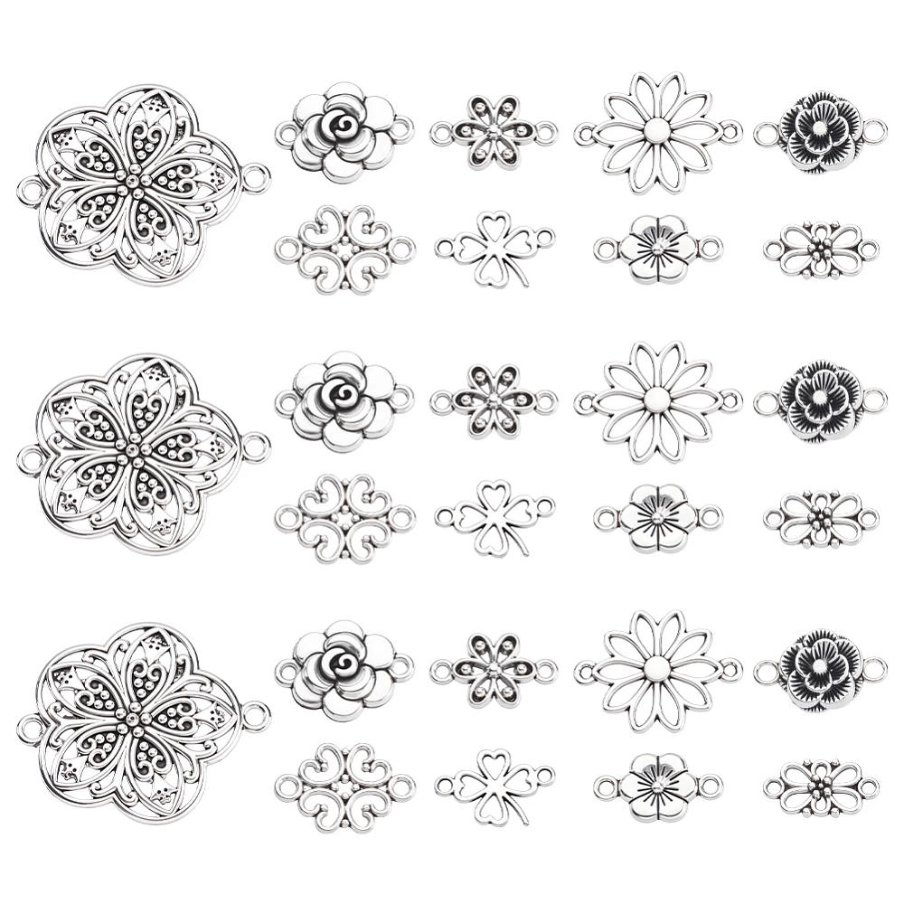 Connector Charms Alloy Link Charms Pendants with 2 Hole Flower Pendant Knot Connector for Jewelry Making Accessory Supplies