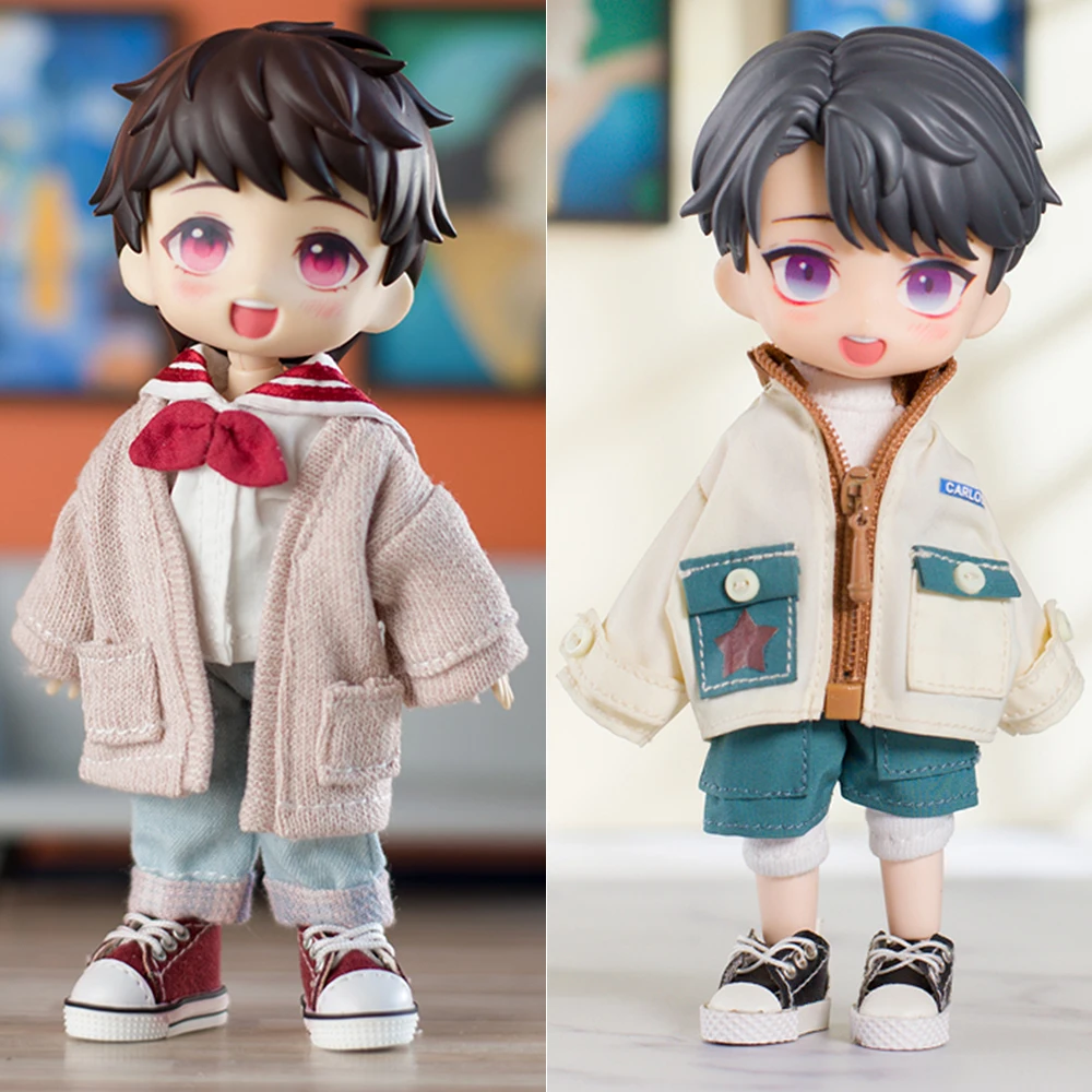 

Ob11 Doll Fashion Suit Clothes Cardigan Coat Cute Doll Student Uniform Overalls For Obitsu11, Molly , Gsc, Ymy Body, P9, 1/12bjd