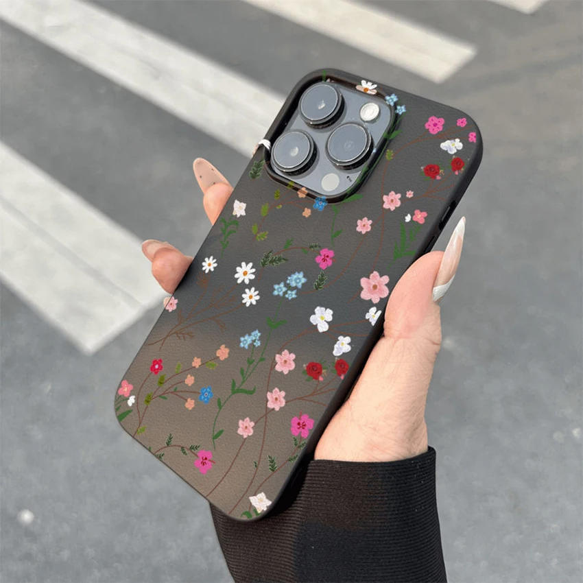 페인팅 플라워 아이폰 16 15 14 13 프로 12 11 맥스 플러스 16프로 럭셔리 폰 케이스 창의적인 15프로맥스 커버 하드 쉘