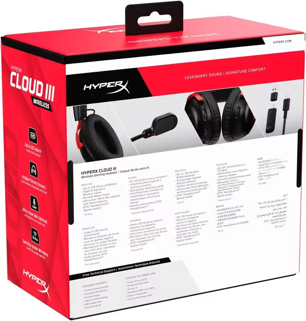 Игровая беспроводная гарнитура HyperX Cloud 3 77Z46AA 77Z45AA красно-черная, наушники для ПК с микрофоном
