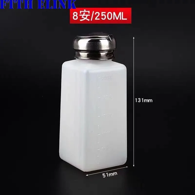 Botella de alcohol de tipo prensado, bomba gruesa de 120ml, 200ml, 250ml, 500ml, herramientas FTTH de limpieza de fibra, eliminador de pulido anticorrosivo