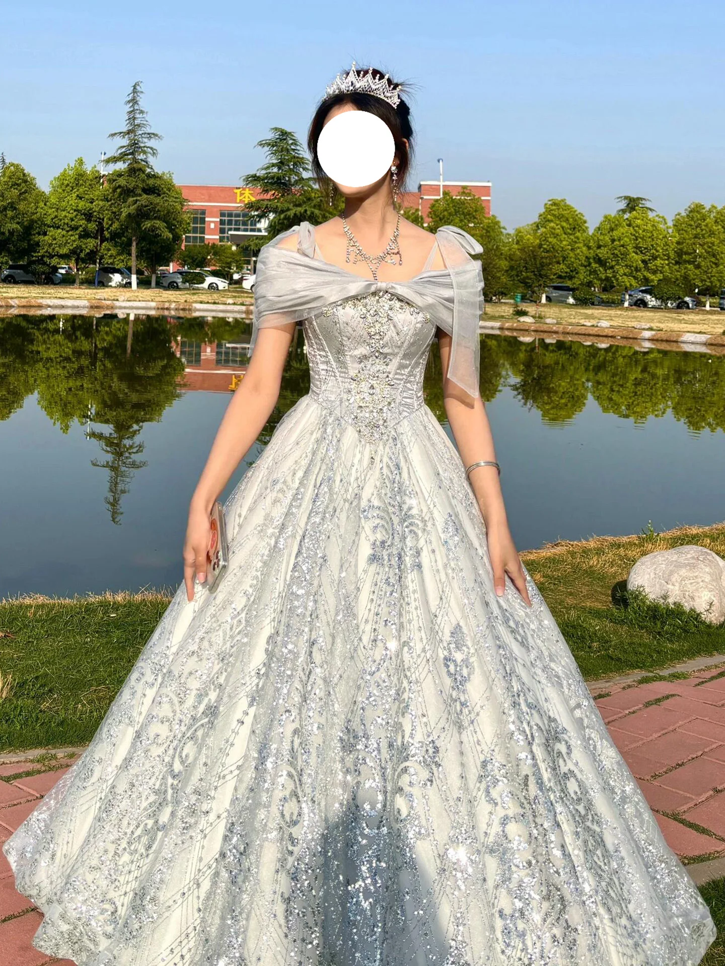 

iny Starry Lolita Evening Gown Luxury mat One-oulder Student Birthday Adult Ceremony Princ Dr Art Exam