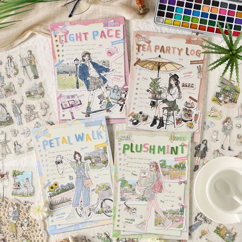 20pcs/lot Large-Size Sticker Book, Assorted Colorful Designs for DIY Handmade Album Scrapbooking Decorative Paper Supplies