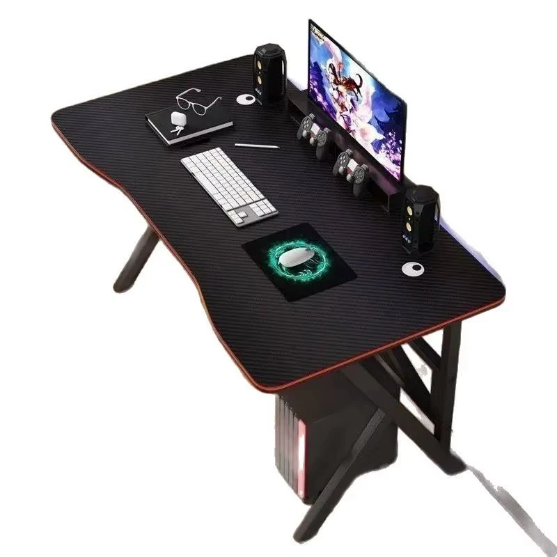 Adjustable height gaming computer desk with bookshelf, suitable for family bedrooms, rental apartments, without surface coating