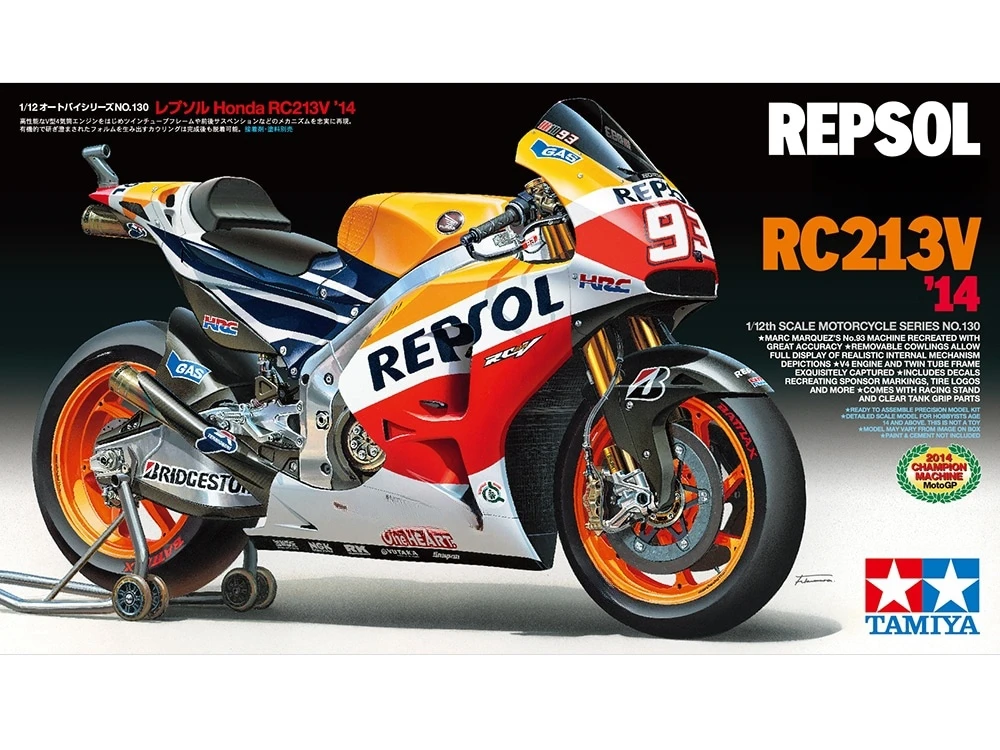 Tamiya 14130 schaal 1/12 Repsol Honda RC213V '14 motorfietsconstructie