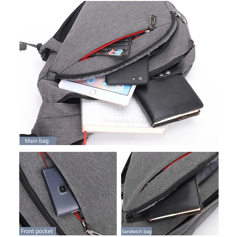 Men\'s Large-capacity Chest Bag Personal Shoulder Bag Portable Bag Oxford Cloth Messenger Bag with Side Pocket Crossbody Bag