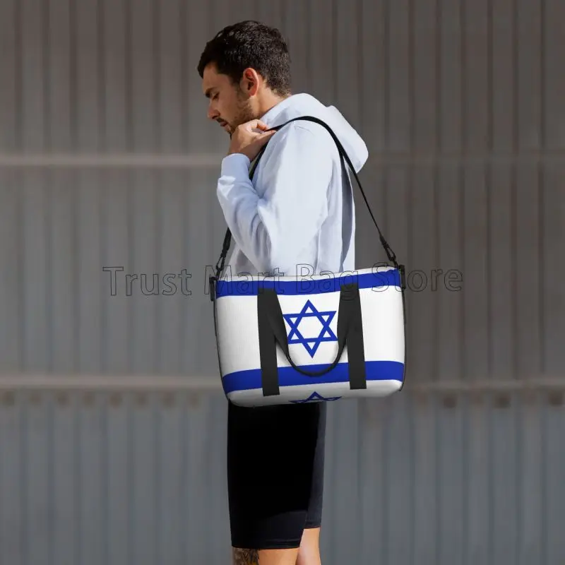 Bolsa de viaje con estampado de bandera de Israel, impermeable, para fin de semana, durante la noche, para mujeres, hombres, deportes, gimnasio, bolsos de mano