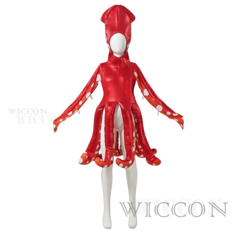 

Squid Cosplay Costume Sea Creature Outfit Halloween Masquerade Themed Party Cos Clothes for Kids