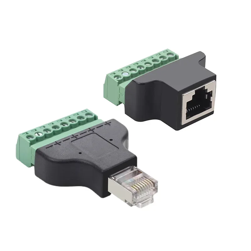 2/4/8PCS RJ45 Male To Screw Terminal Adaptor RJ45 Female To 8 Pin Connector RJ45 Splitter For CCTV DVR CCTV Accessories