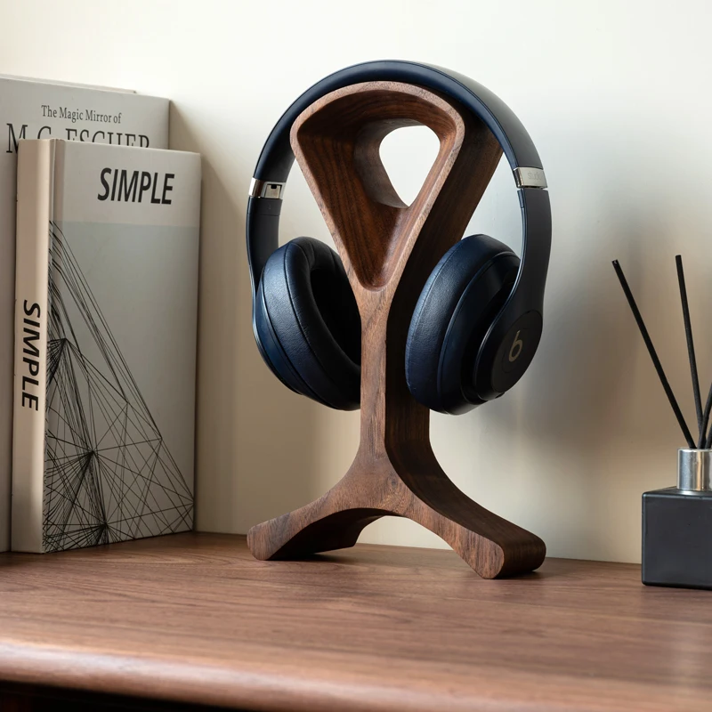 

Modern Headphone Stand Wood Ergonomic Headset Holder,Universal Over Ear Headphone Dock Storage Rack for Desk Tabletop Office