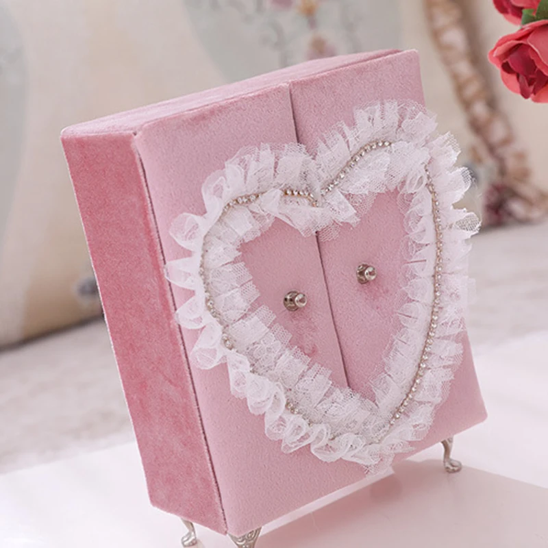 

Pink Jewelry Box Cute Jewelry Storage Boxes Velvet Ring Earring Organizer Box Samll Women's Necklace Storage Display Boxes
