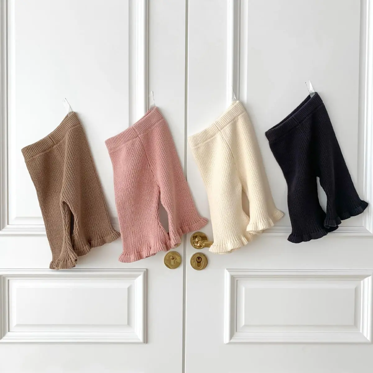 2026Autumn Winter New Candy-colored Girl's Knitted Bell Bottoms Casual Pants and Leggings Korea Baby Knitted Pants