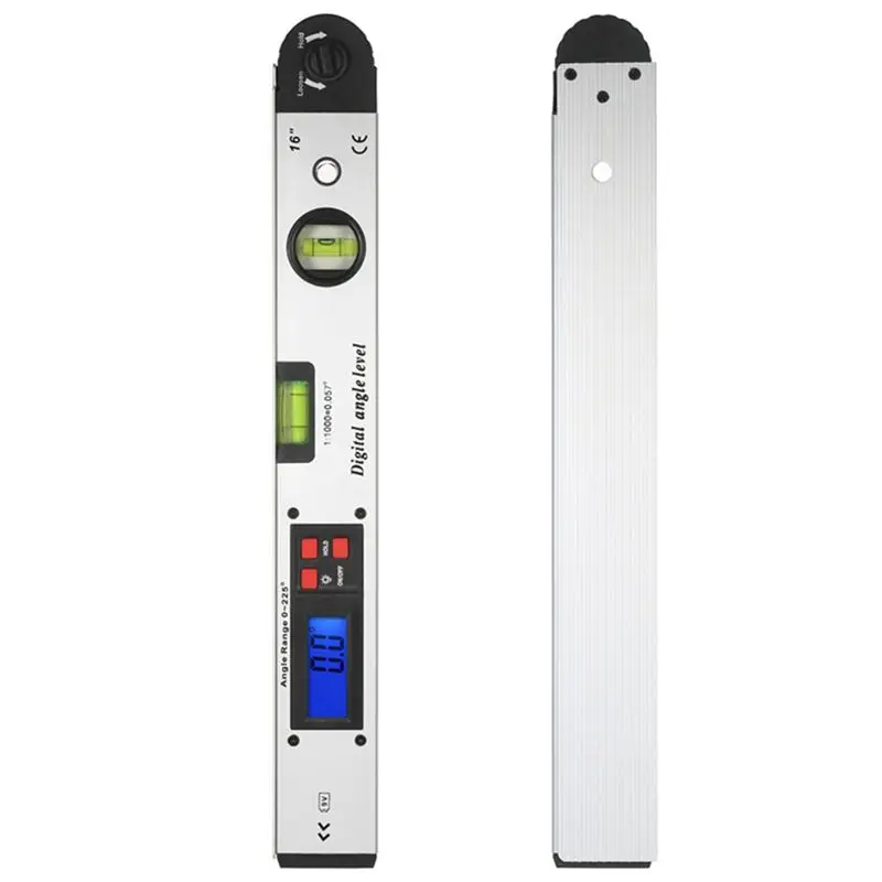 [NEWA64Z!】 1 PCS 0-225° Digital Protractor Angle Finder Gauge Meter Electronic Goniometer Silver Horizontal Vertical Angle Level
