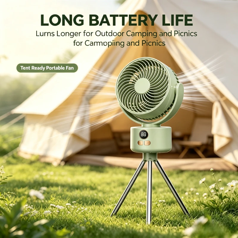 Outdoor Camping Misting Fan - Tragbarer USB-Aufladbarer Camping-Ventilator mit Oszillation, Kleiner