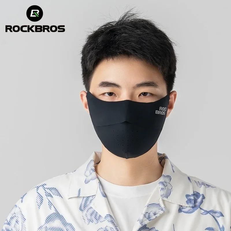 ROCKBROS 사이클링 아이스 실크 페이스 마스크, 자외선 차단, 자외선 차단, 통기성 방진, 남녀공용 반다나, 달리기 낚시 스포츠 마스크