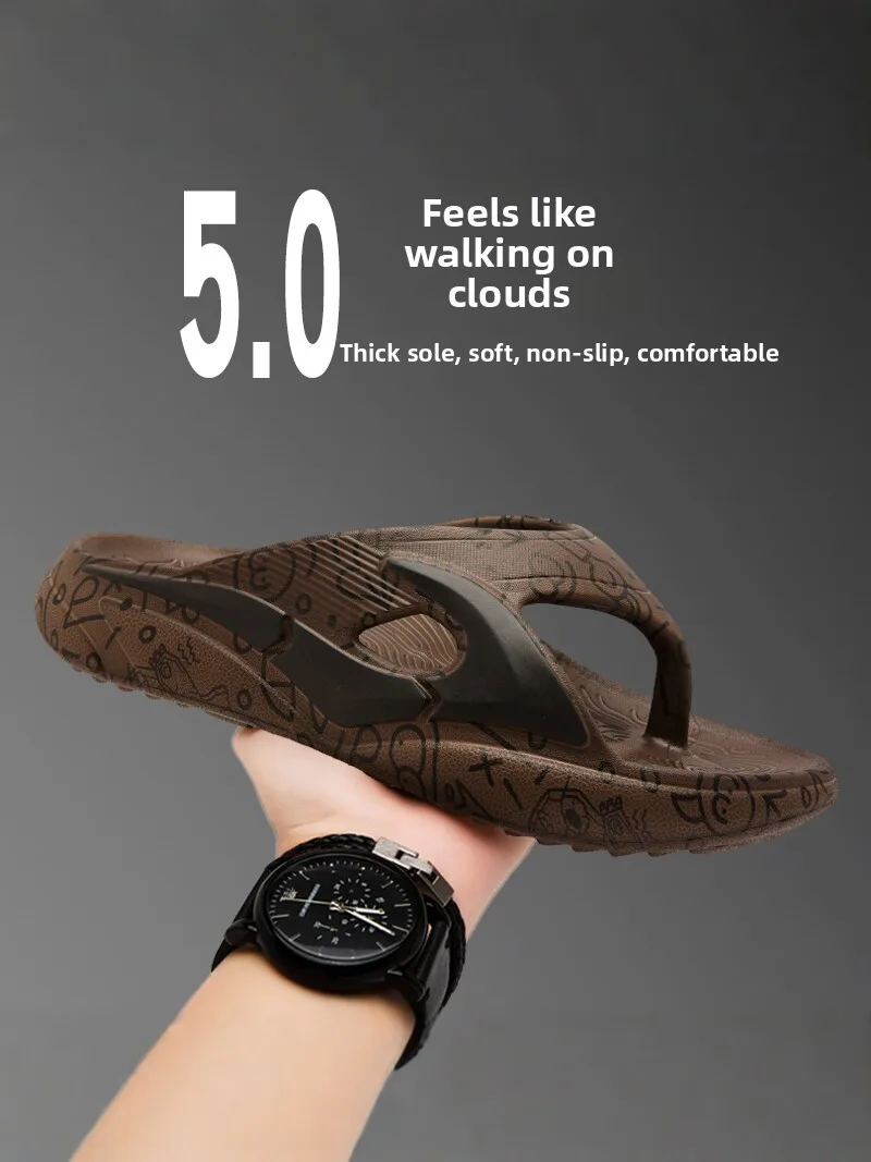 Men's Summer Fashionable Sandals Anti-Slip Wear-Resistant Thick Bottom Heightening Beach Guangdong Between-Foot Slippers
