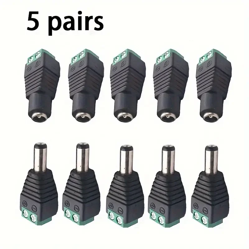 DC Male Female Connector DC12V 2.1mm X 5.5mm DC Power Plug Adapter Connector for CCTV Cameras LED Strp