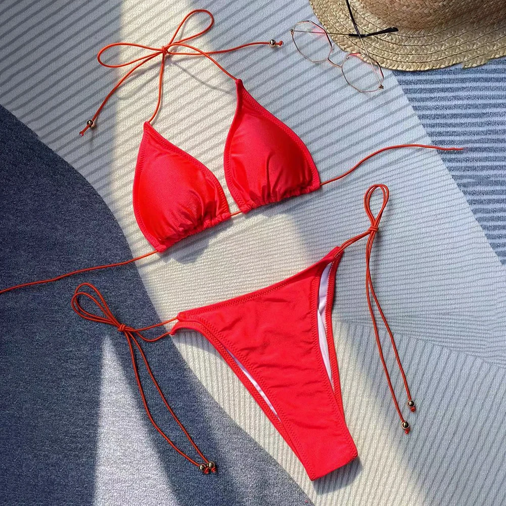 Set Bikini baju renang seksi pakaian renang wanita setelan mandi potongan Tinggi pantai Push Up