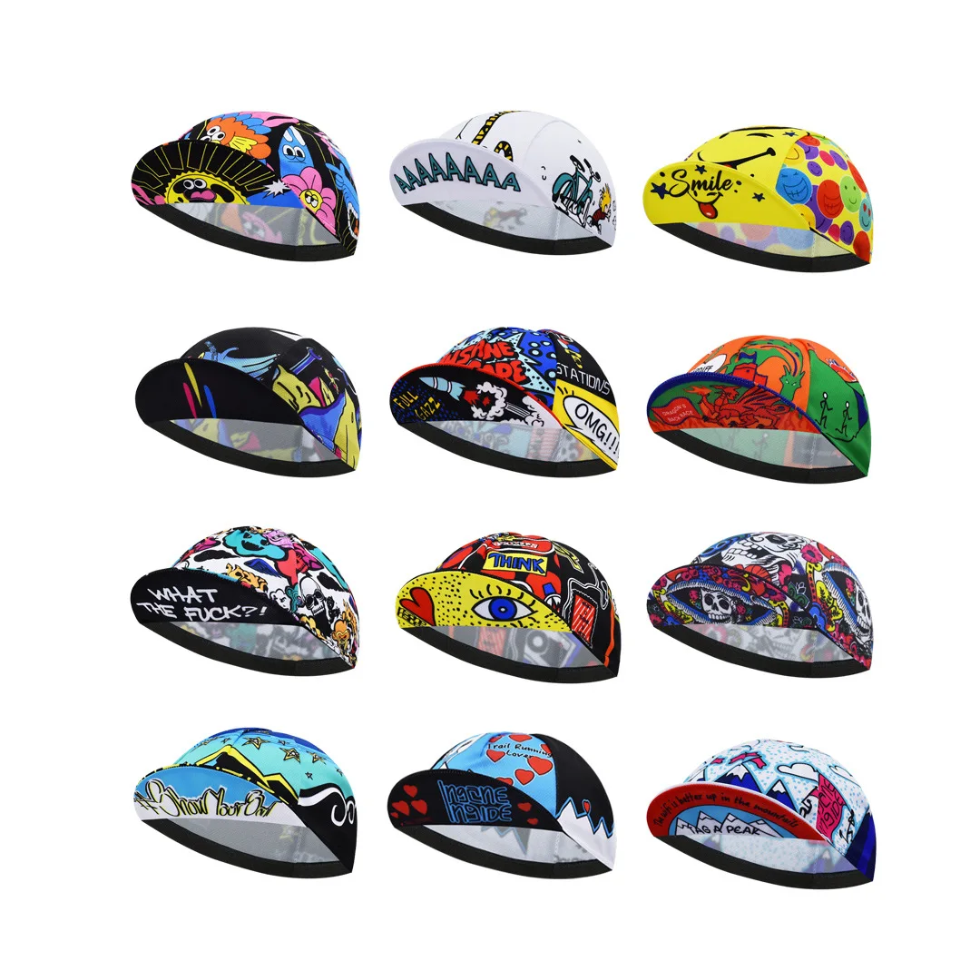 Cycling Cap Men Women Breathable Quick Dry Bike Hat Under Helmet Sun Protection Outdoor Sports Running Fitness Cartoon Pattern