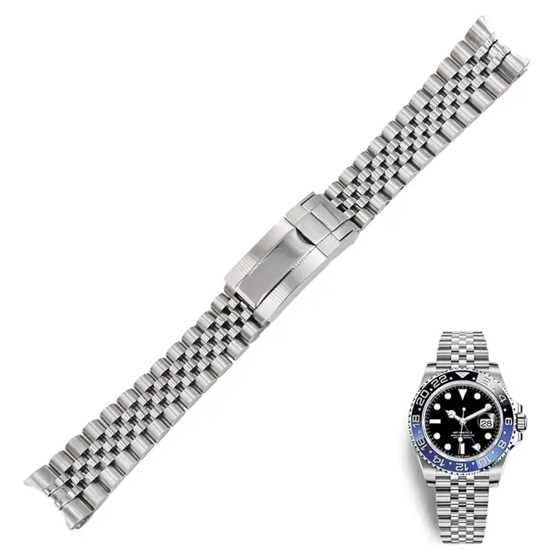 

20 21mm Stainless Steel Replacement Wrist watchband Strap Bracelet Jubilee with Oyster Clasp For Rolex GMT Master II DATE JUST