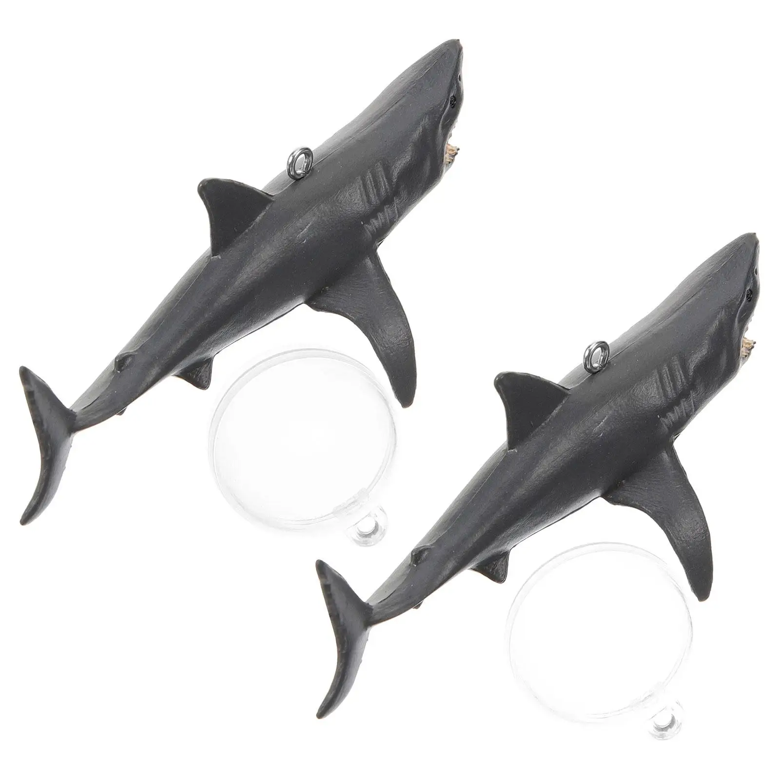 

2Pcs Shark Floating Props PVC Decorations for Fish Tank Aquarium Realistic Marine Animal Figurine Safe Long Use Adjustable Rope
