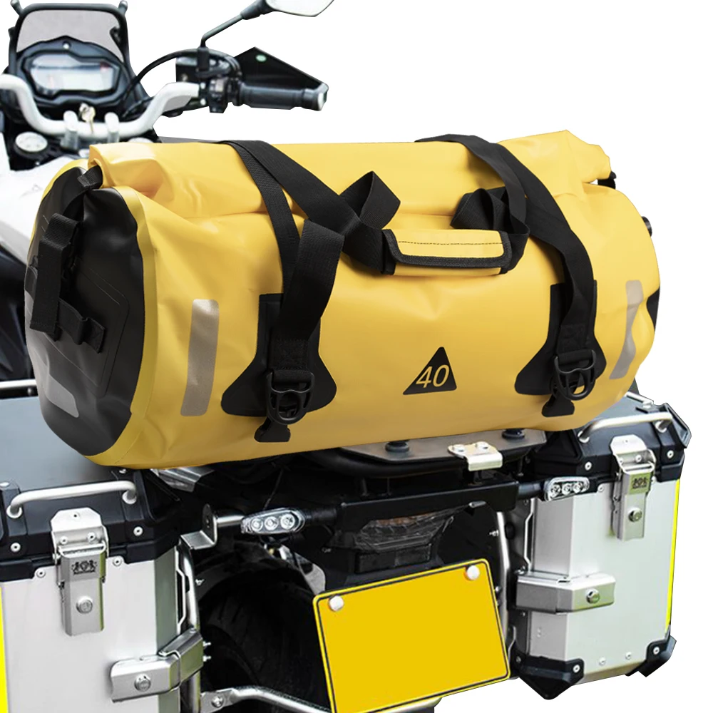 

Motorcycle Bag 40L Waterproof PVC Tail Saddle Bag Durable Dry Luggage Outdoor Bag Motorbike Rear Seat Bag Accessory